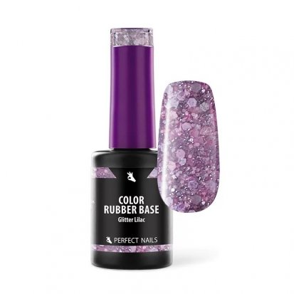 Perfect Nail Rubber Base kaučuková báza Glitter Lilac 8ml